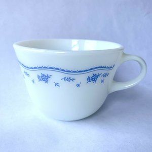 Pyrex Morning Blue Flower Cup Coffee Tea Corning NY Mid Century Microwave Safe